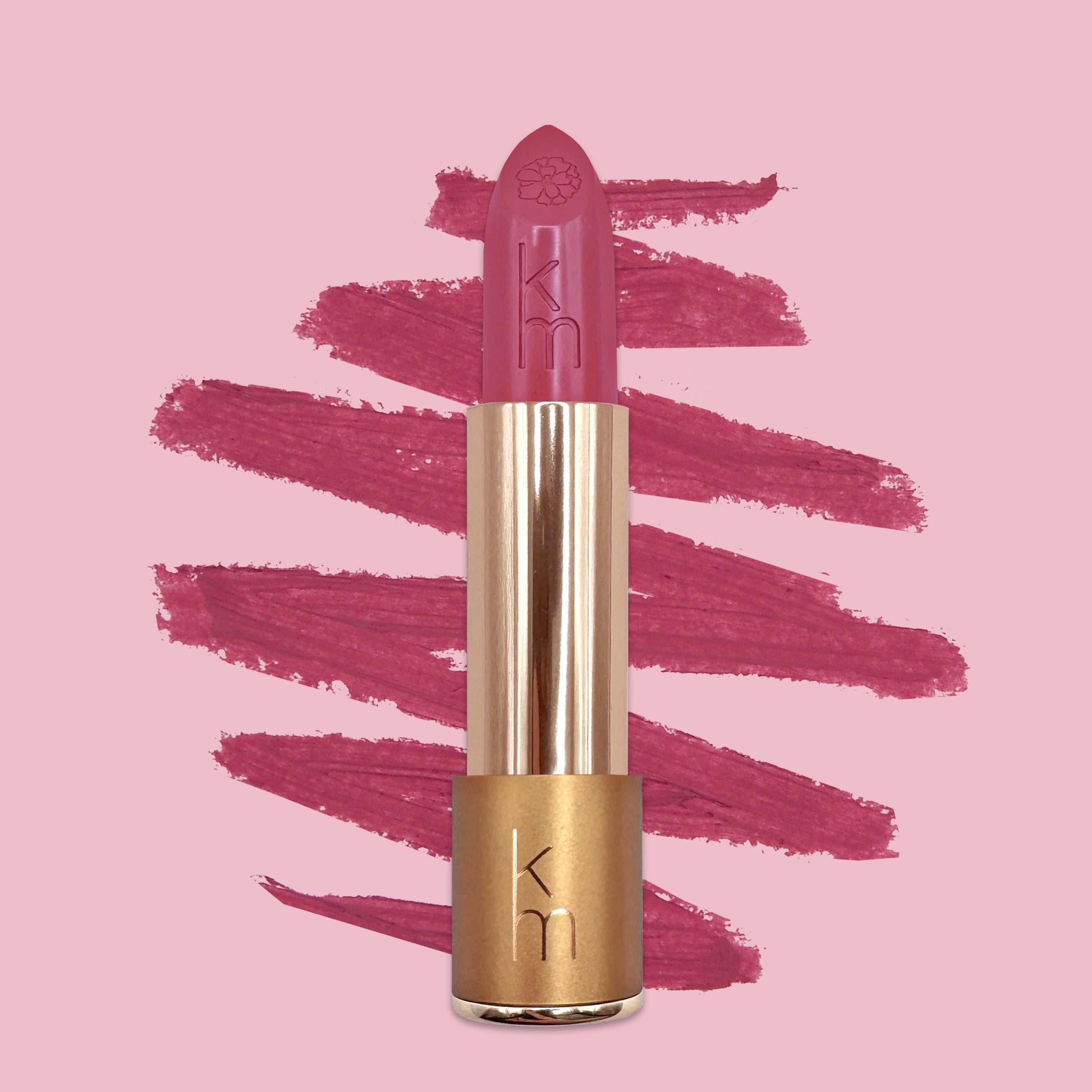 pink lipstick and color swatch 