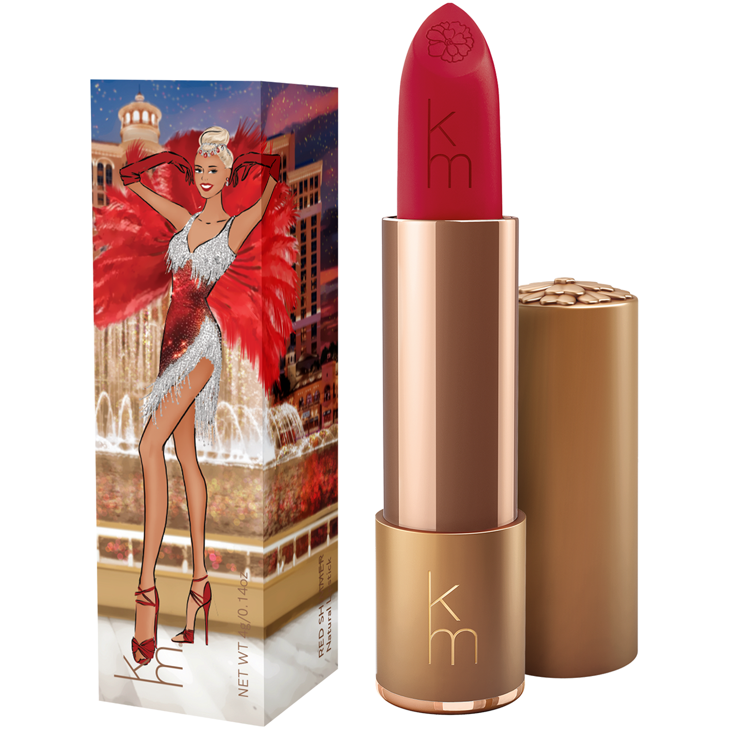 Red lipstick with  box 