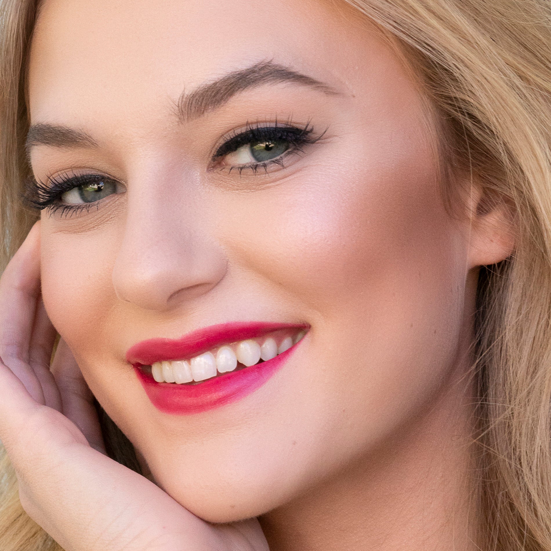 10 Magenta Moon - Natural Lipstick on blonde model 