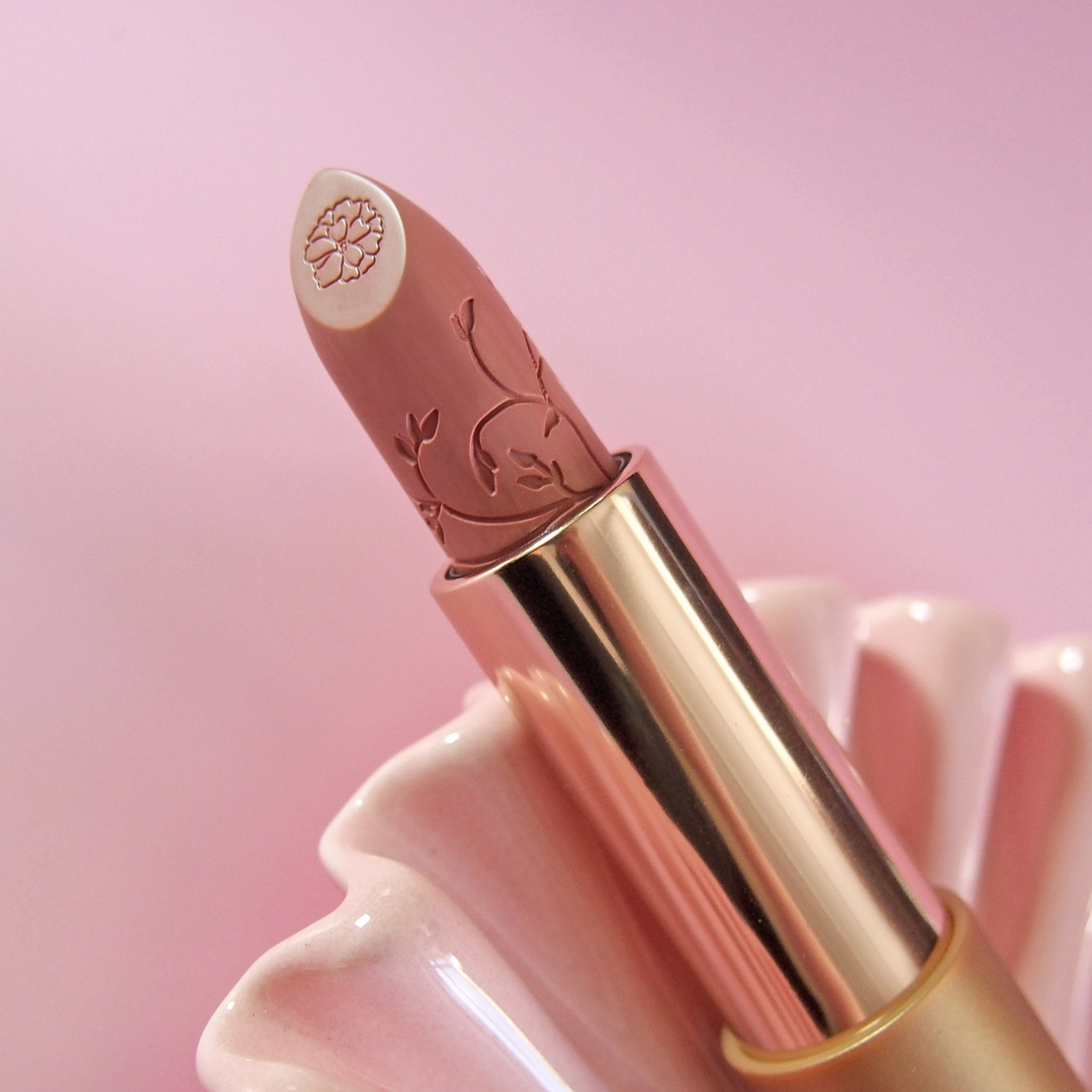 Nude Lipstick  on a pink background