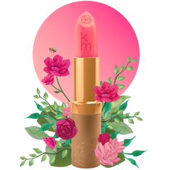 Lipstick with floral design and pink background
